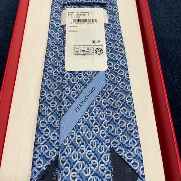 NWT Ferragamo Blue Gancini Tie. CURRENT SEASON🔥 - Picture 2 of 3